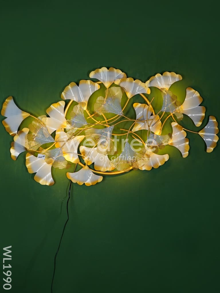 Metal Wall Decor - Gold and Silver Floral with LED Lights - WL1990