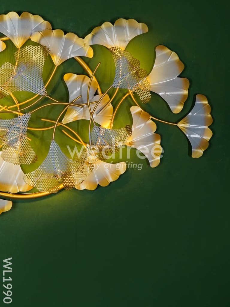 Metal Wall Decor - Gold and Silver Floral with LED Lights - WL1990