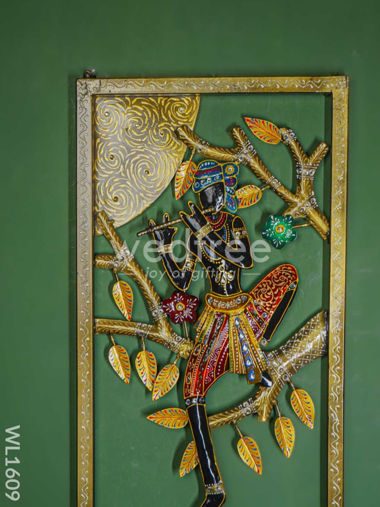 Metal Wall Hanging Frame - Mural Krishna - WL1609