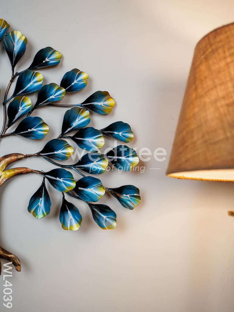 Metal Wall Hanging Tree with Blue Leaves - WL4039