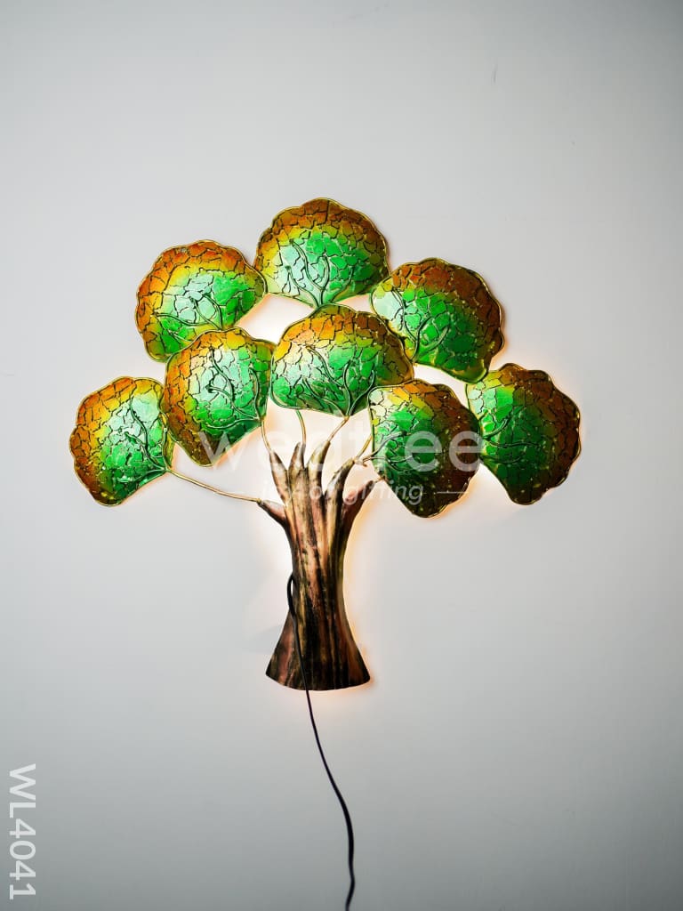 Metal Wall Hanging Tree with Green Leaves - WL4041