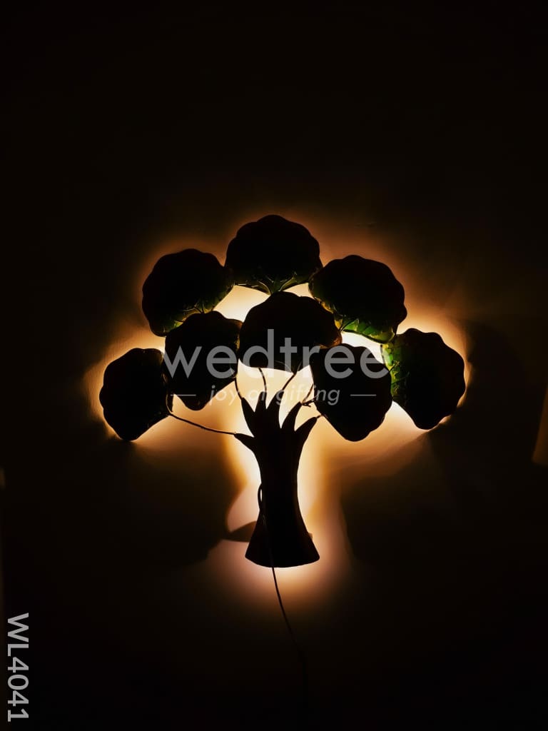 Metal Wall Hanging Tree with Green Leaves - WL4041
