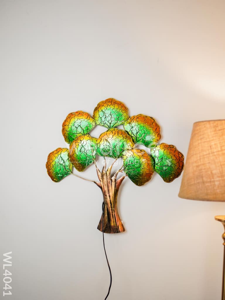 Metal Wall Hanging Tree with Green Leaves - WL4041