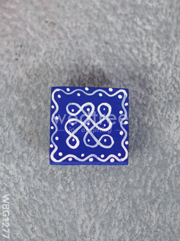 Miniature Wooden Manai with Rangoli Design - WBG1277