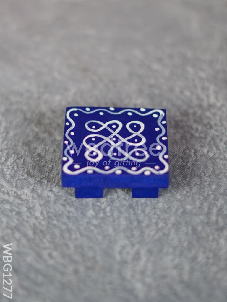 Miniature Wooden Manai with Rangoli Design - WBG1277