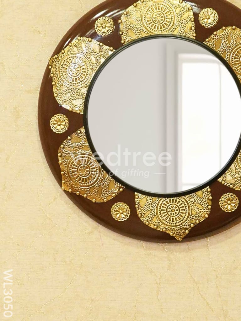 Mirror - Brass Floral Embossed - 16 Inch - WL3050