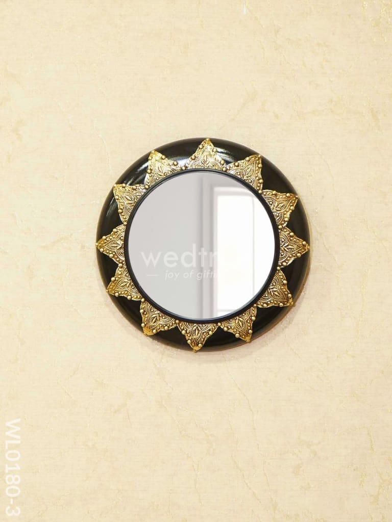 Mirrors - Polished Brass with Floral Design in black base - WL0180