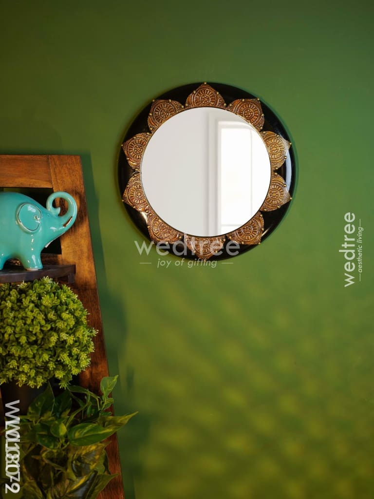 Mirrors - Polished Brass with Floral Design in black base - WL0180