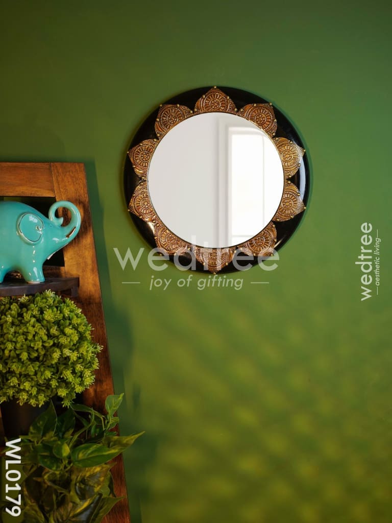 Mirrors - Polished Brass with Floral Design in black base - WL0180