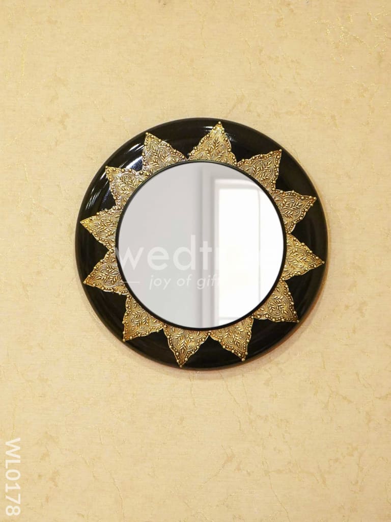 Mirrors - Polished Brass with Floral Design in black base - WL0180
