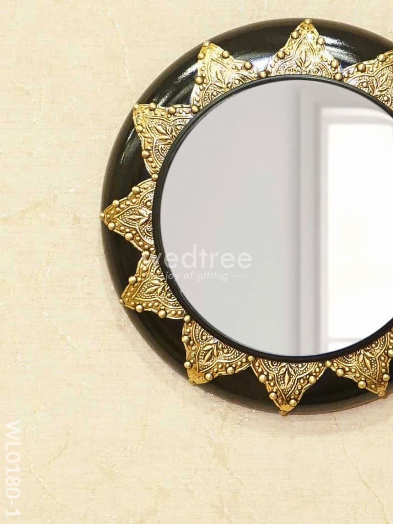 Mirrors - Polished Brass with Floral Design in black base - WL0180