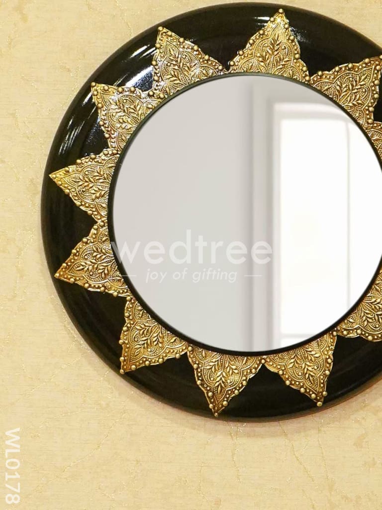 Mirrors - Polished Brass with Floral Design in black base - WL0180