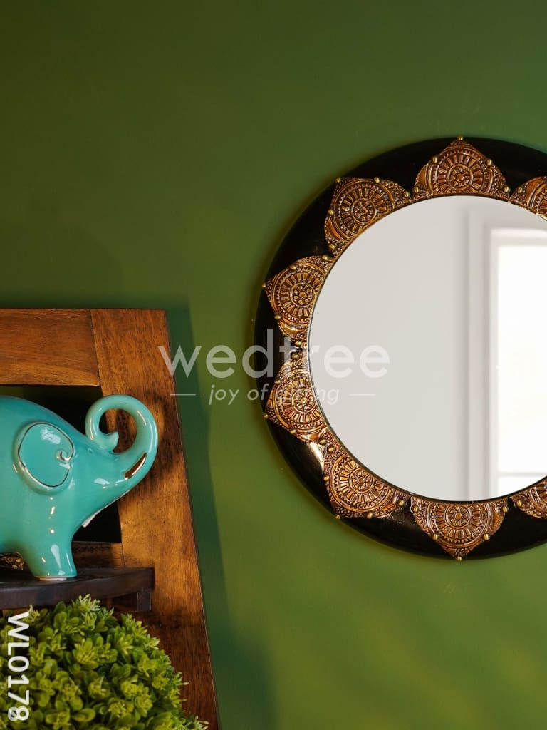 Mirrors - Polished Brass with Floral Design in black base - WL0180