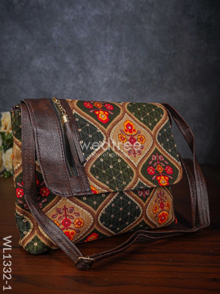 Multi-color Fabric & Leather Sling Bag - WL1332-1