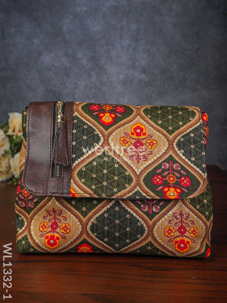 Multi-color Fabric & Leather Sling Bag - WL1332-1