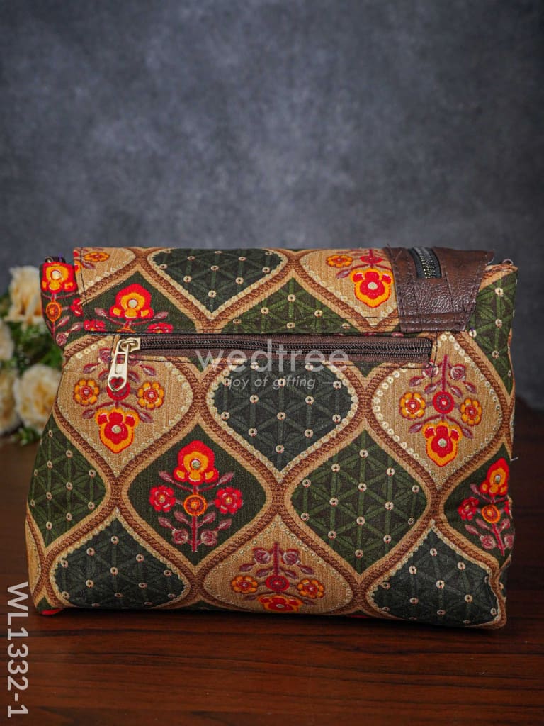 Multi-color Fabric & Leather Sling Bag - WL1332-1