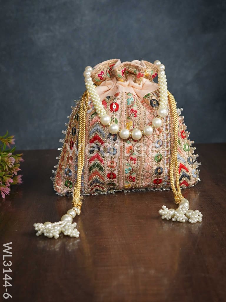 Multi Coloured Chamki Work Potli Bag - WL3144