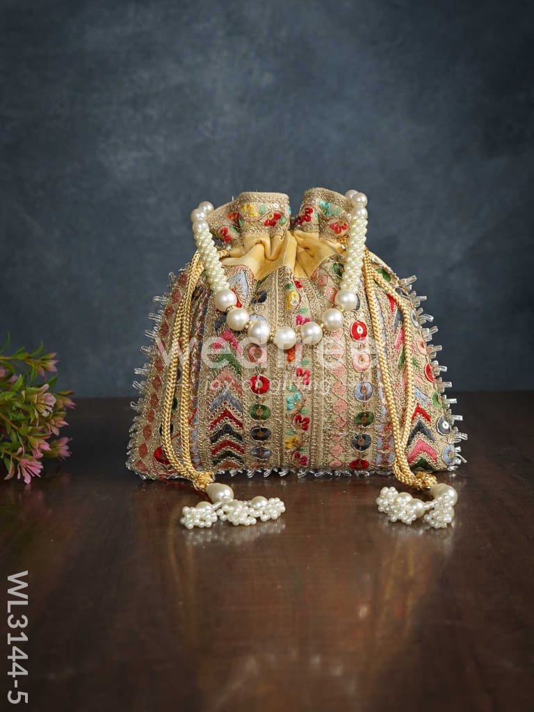 Multi Coloured Chamki Work Potli Bag - WL3144