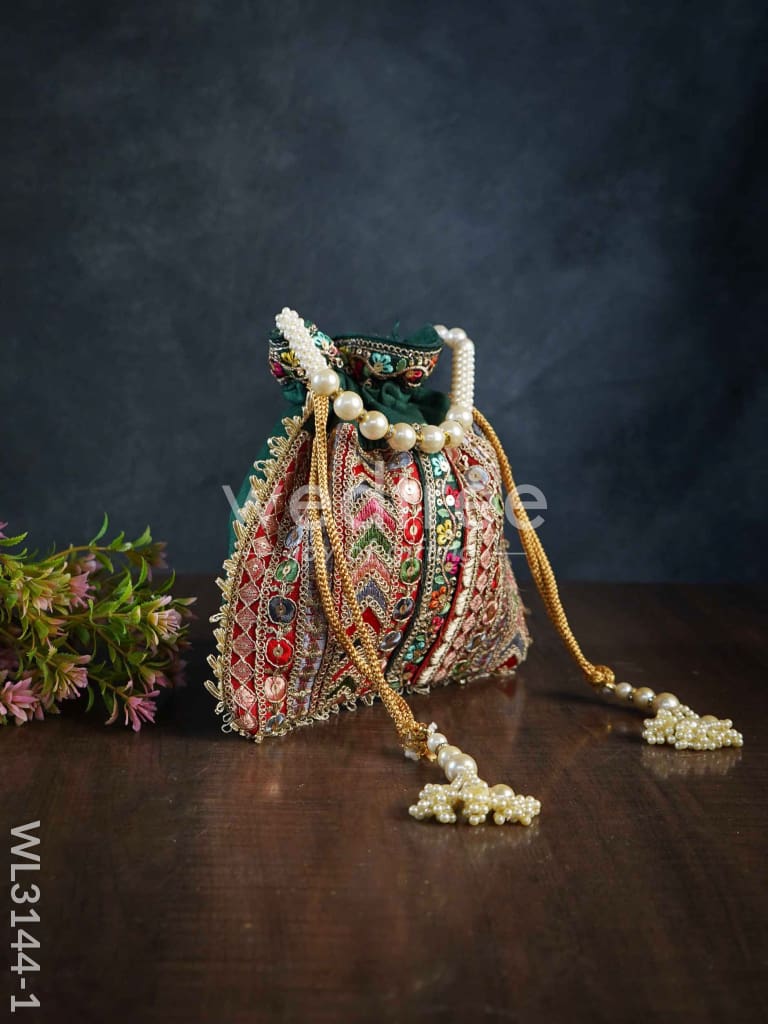 Multi Coloured Chamki Work Potli Bag - WL3144