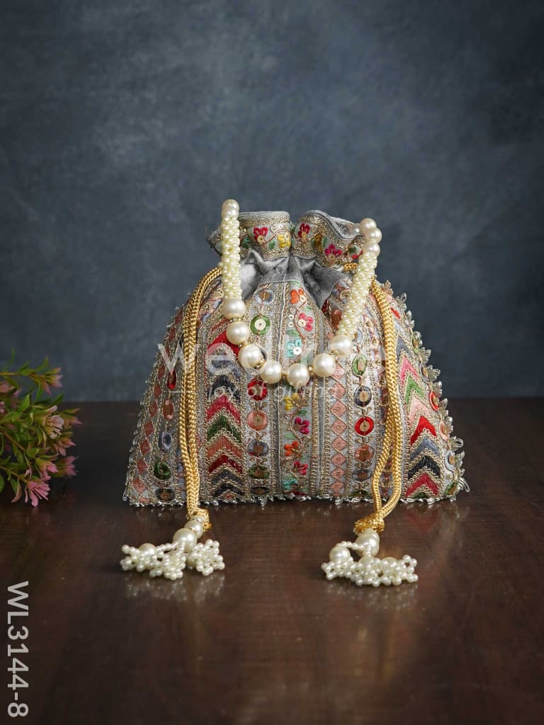 Multi Coloured Chamki Work Potli Bag - WL3144