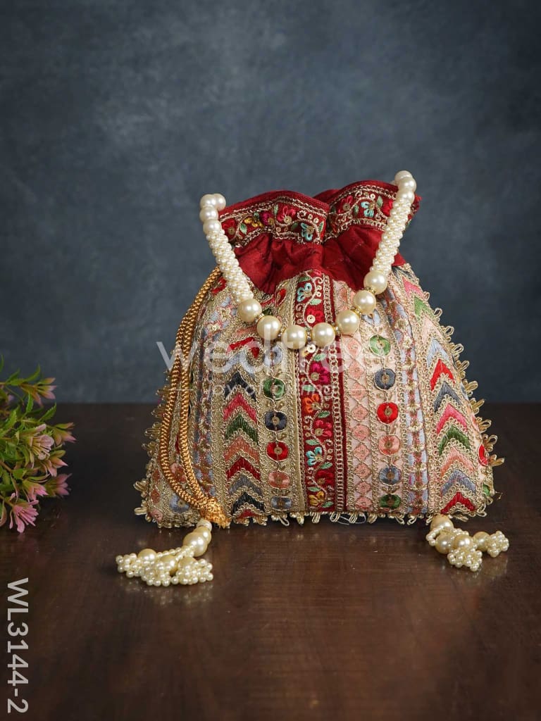Multi Coloured Chamki Work Potli Bag - WL3144