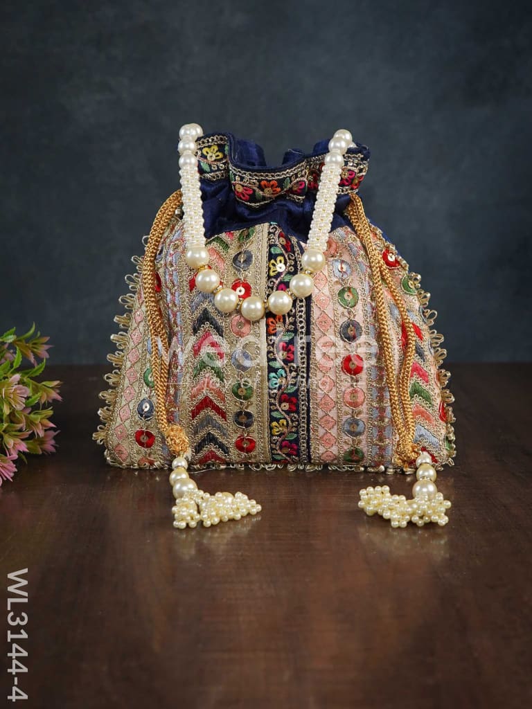 Multi Coloured Chamki Work Potli Bag - WL3144