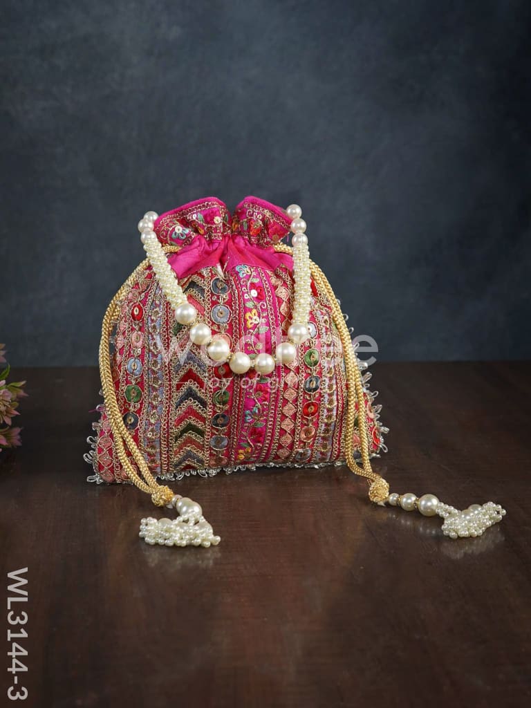 Multi Coloured Chamki Work Potli Bag - WL3144