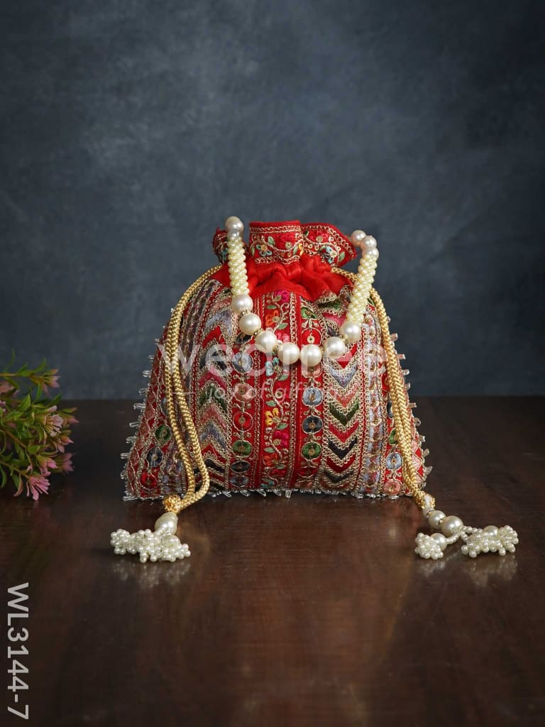 Multi Coloured Chamki Work Potli Bag - WL3144