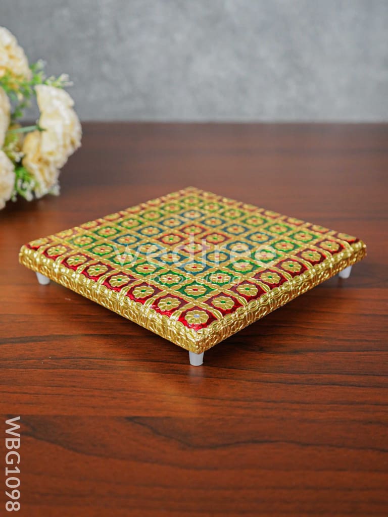 Multi Coloured Meenakari Manai - 8x8 inch - WBG1098