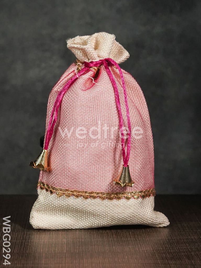 Netted String Bags with Golden lace and bells -(6 X 9 ) Inches - WBG0294