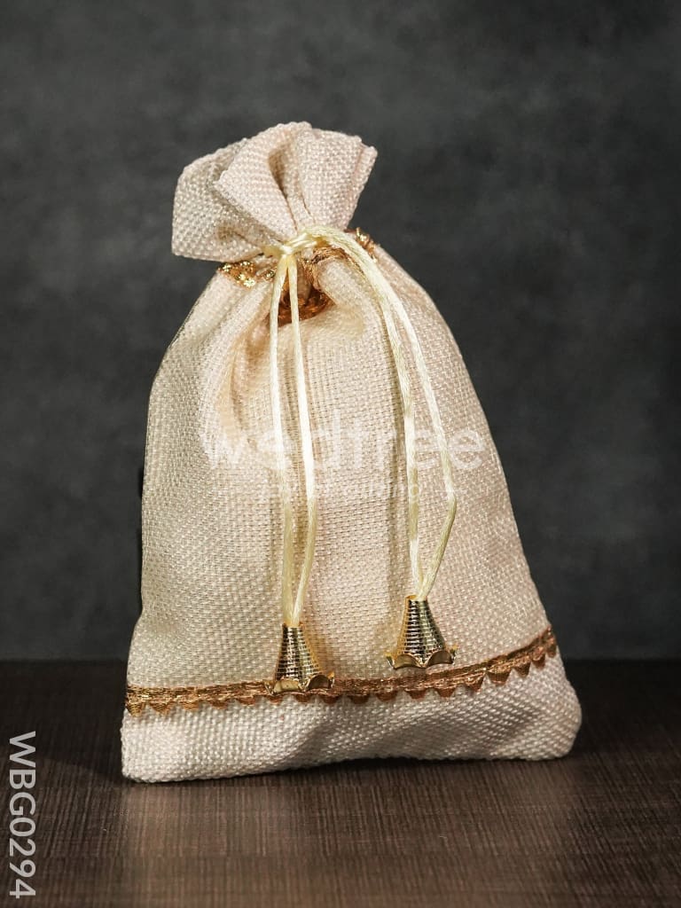 Netted String Bags with Golden lace and bells -(6 X 9 ) Inches - WBG0294