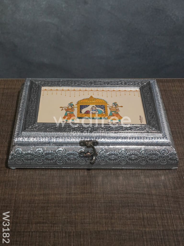 Oxidised Dry Fruit Photo Box Rectangle Shaped Medium - 10X7 inch - W3182