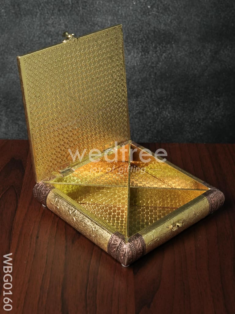 Oxidised Embossed Dry Fruit Box with Elephant Design - 8X8 Inches - WBG0160