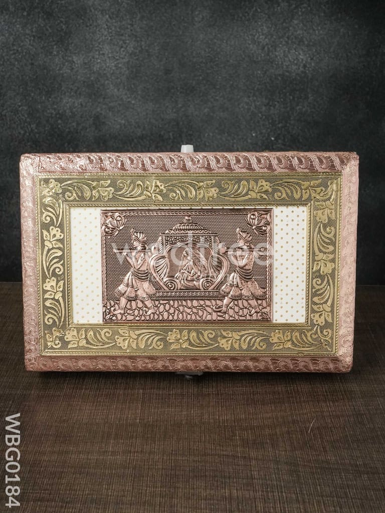 Oxidised Embossed Dry Fruit Box with Palanquin Design - 12X8 Inches - WBG0184