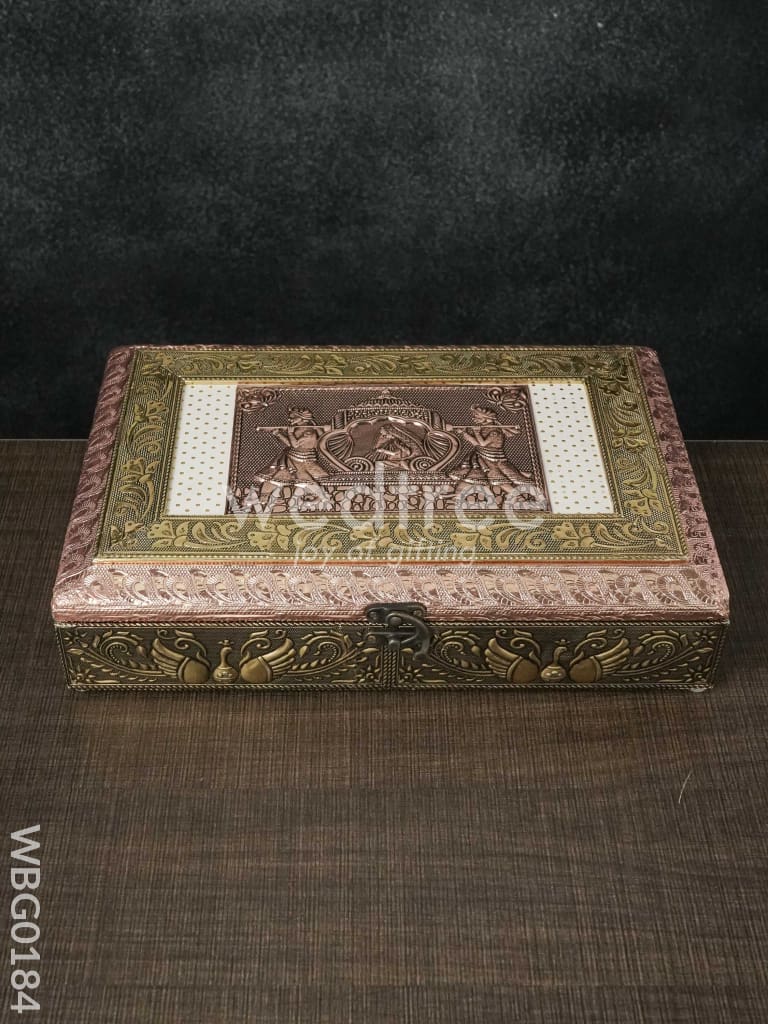 Oxidised Embossed Dry Fruit Box with Palanquin Design - 12X8 Inches - WBG0184