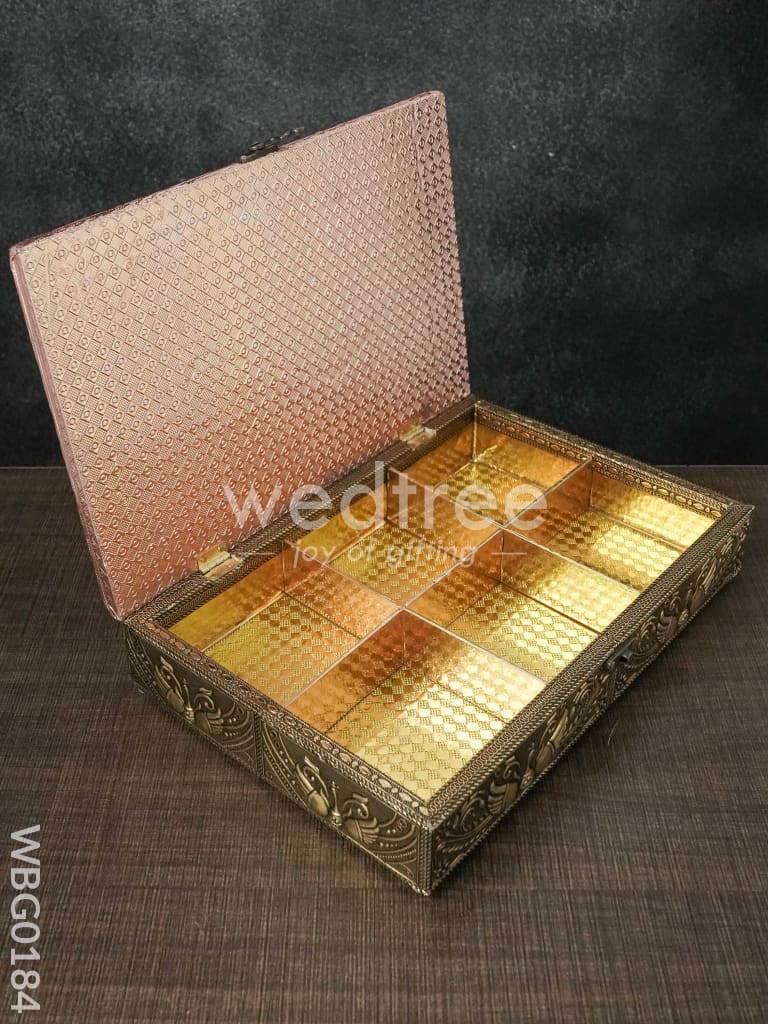 Oxidised Embossed Dry Fruit Box with Palanquin Design - 12X8 Inches - WBG0184