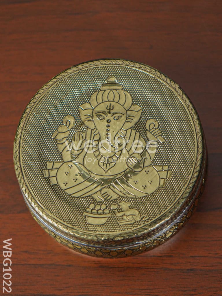 Oxidised Ganesha Poori Box - WBG1022