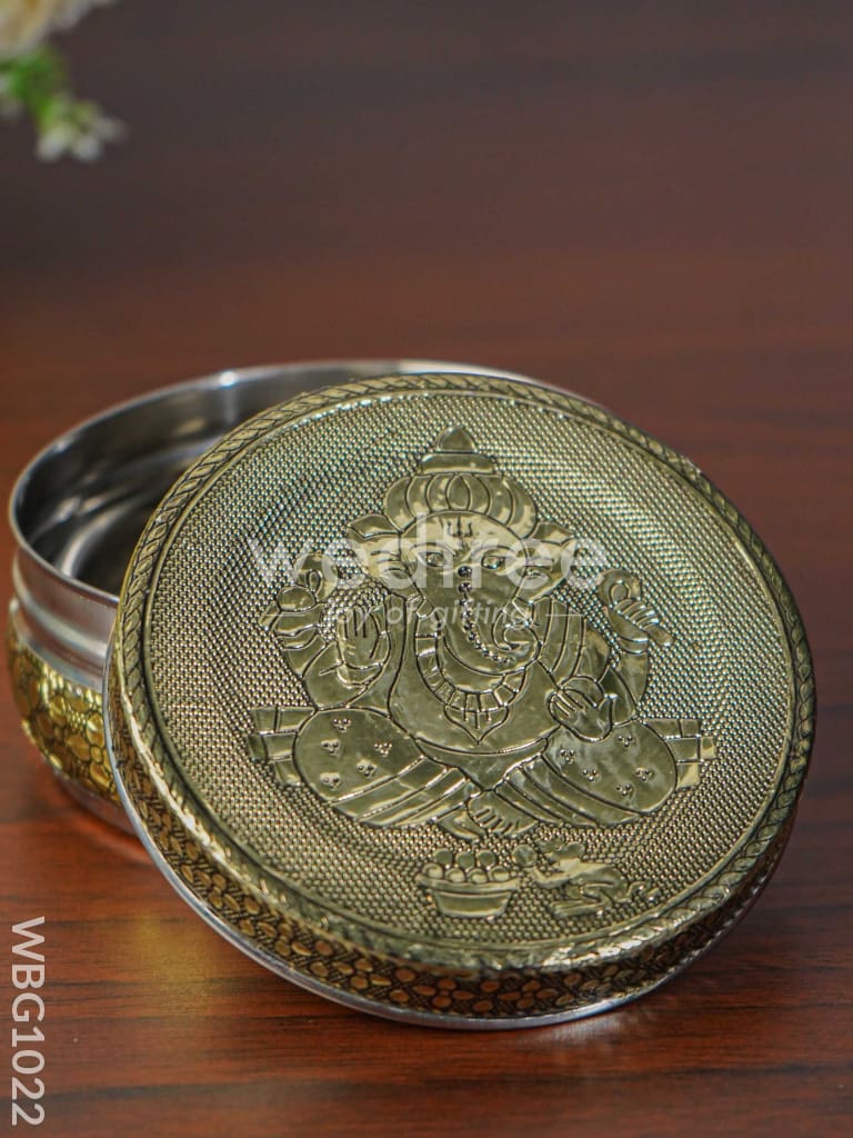 Oxidised Ganesha Poori Box - WBG1022