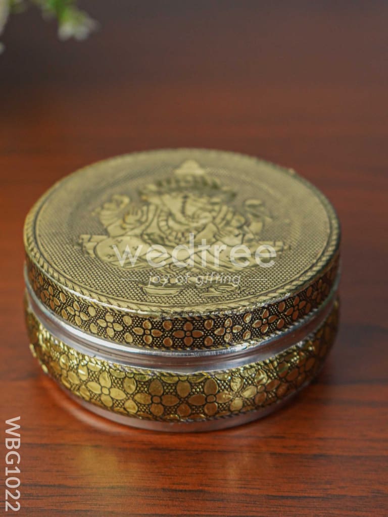 Oxidised Ganesha Poori Box - WBG1022