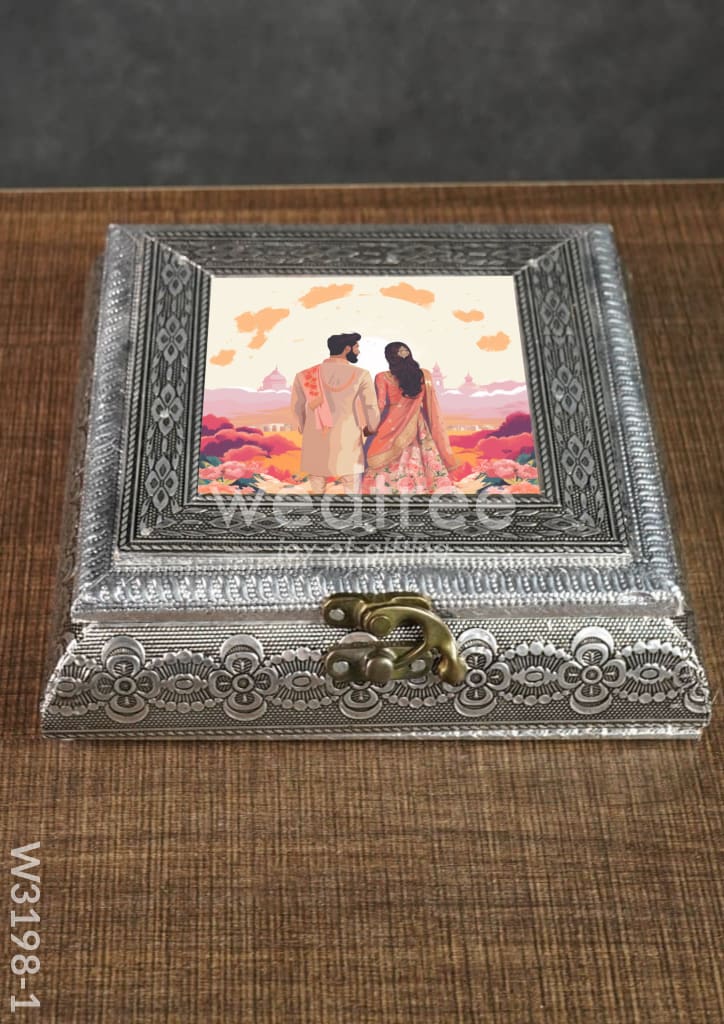 Oxidised photo box square shaped small -7x7 inch - W3198