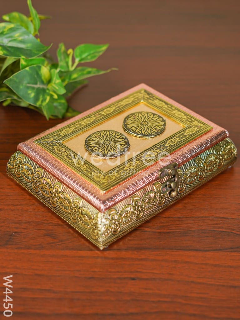 Oxidised rectangle dry fruit box - W4450