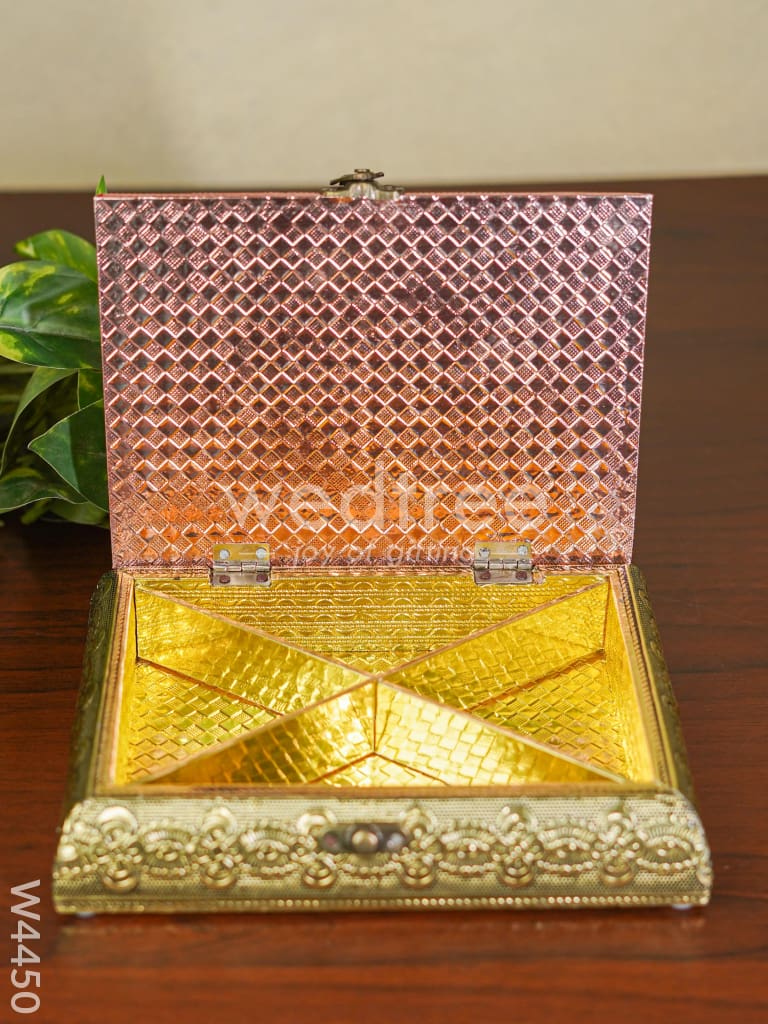 Oxidised rectangle dry fruit box - W4450