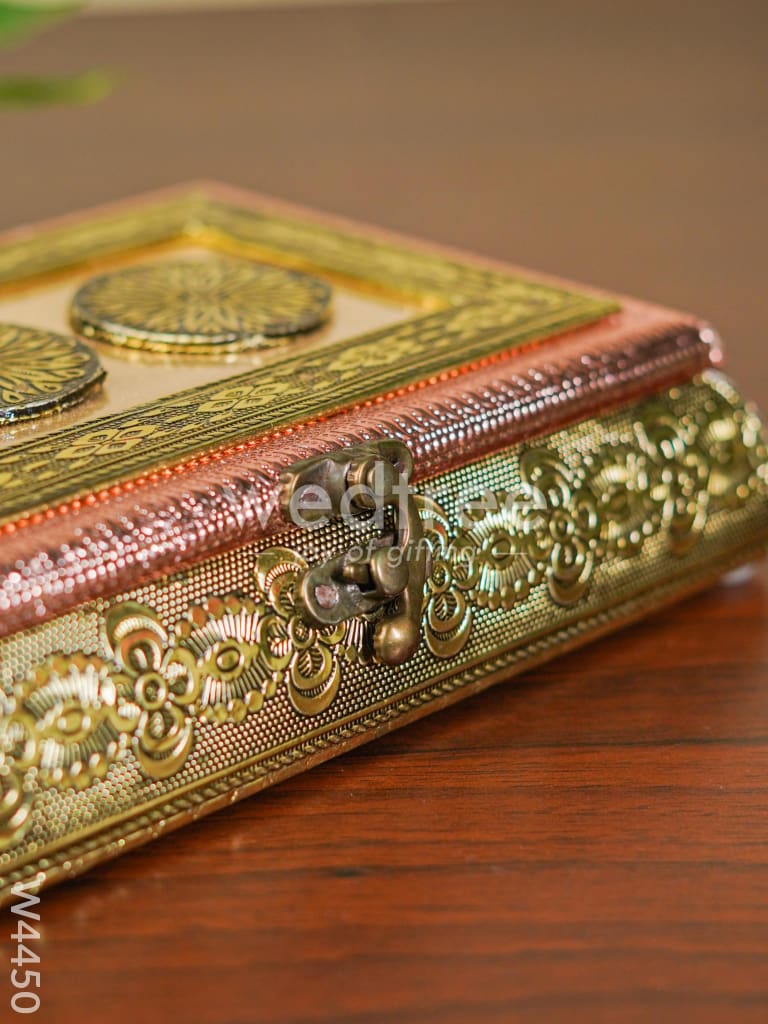 Oxidised rectangle dry fruit box - W4450