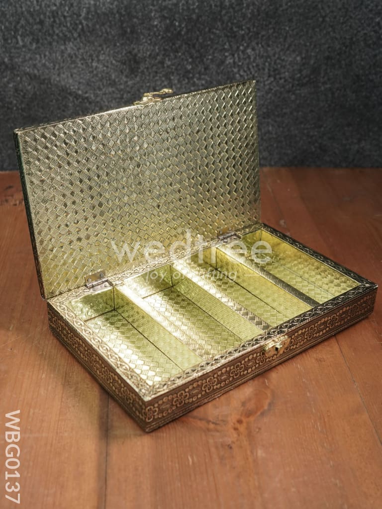 Oxidised Red Velvet Dry Fruit Box with Floral Design - 10X6Inches - WBG0137