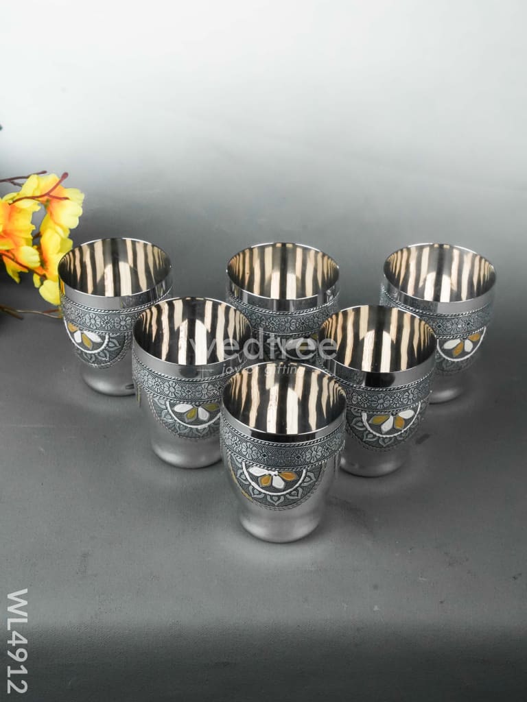 Oxidized 6 Glass Tray Set - 4 inch - WL4912