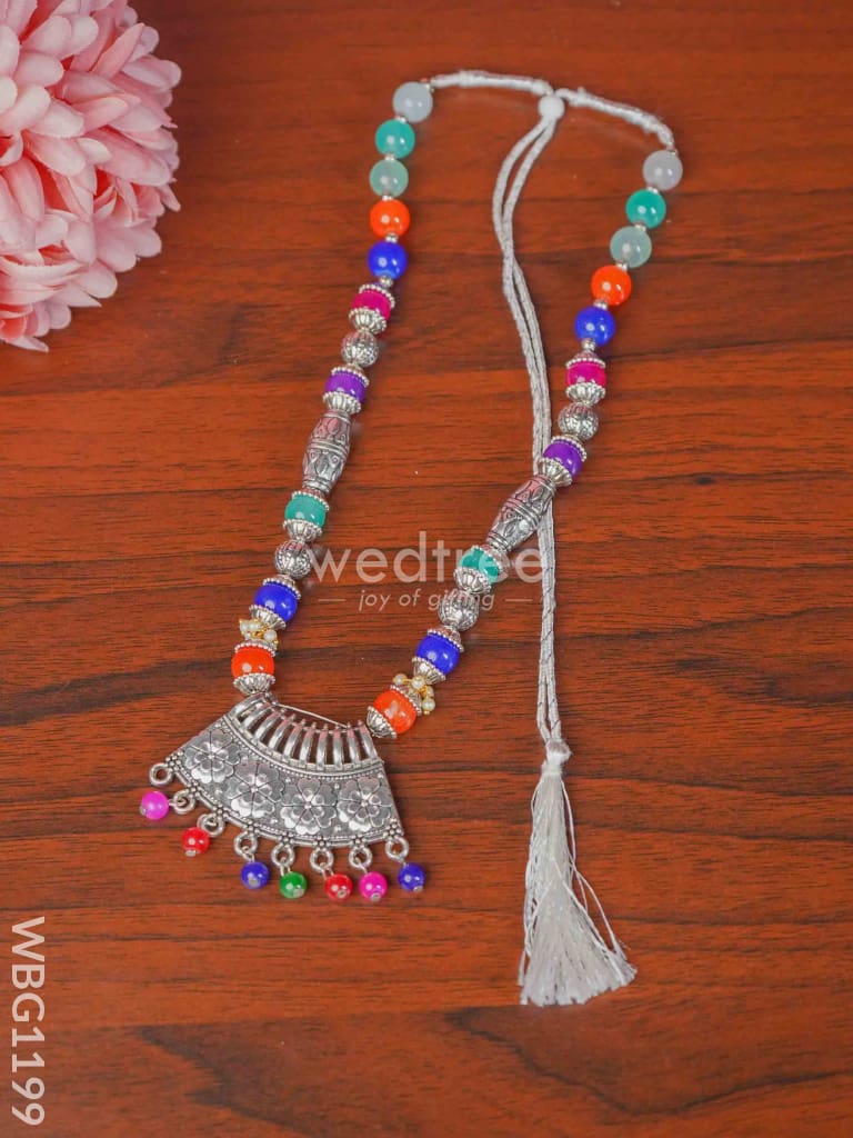 Oxidized Colour Stone Necklace Set - WBG1199