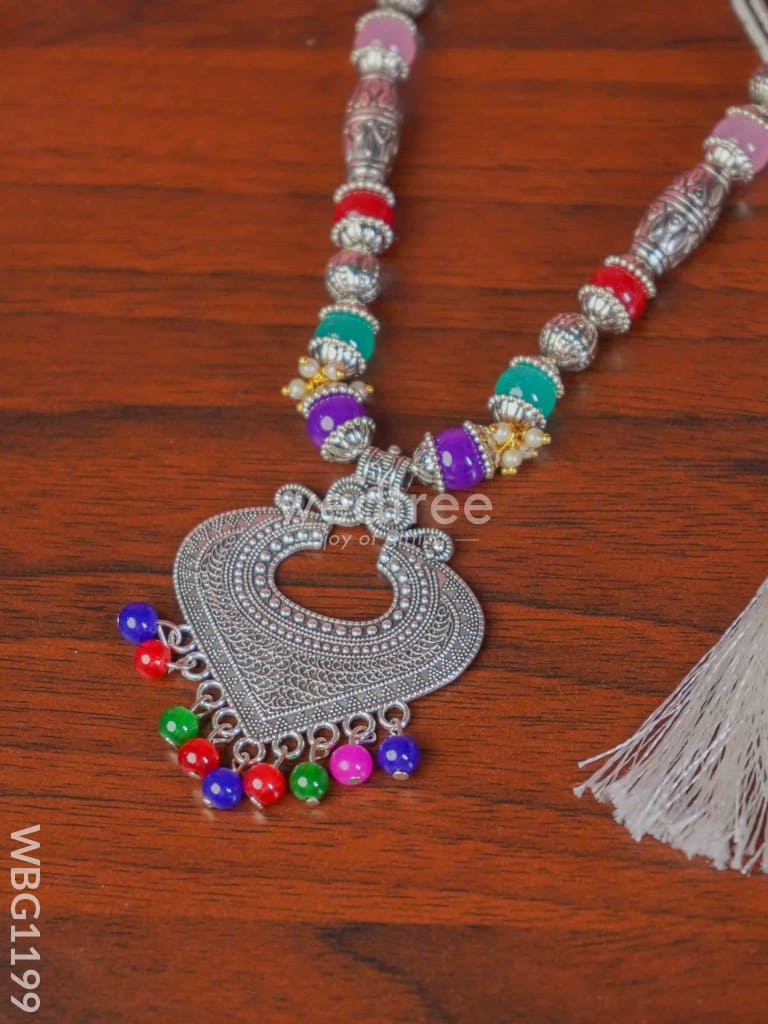 Oxidized Colour Stone Necklace Set - WBG1199