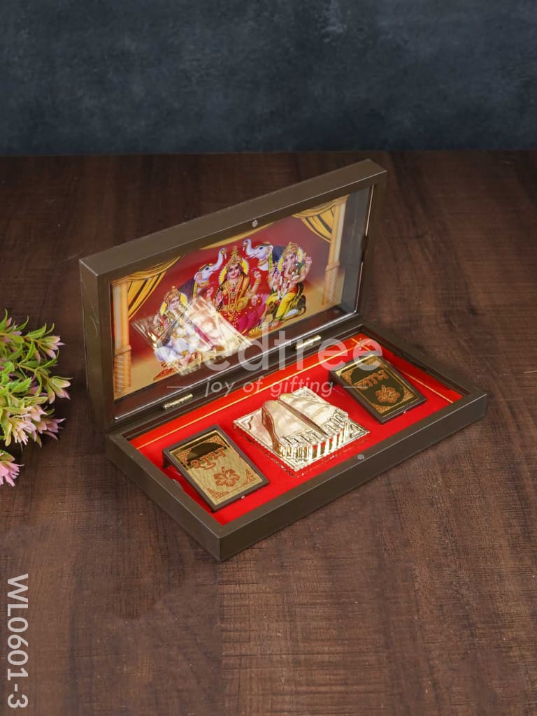 Paduka Prayer Box (Large) - Lakshmi Ganesha & Saraswathi WL0601-3
