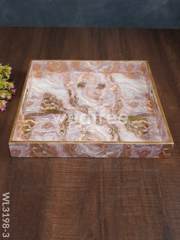 Pastel Pink Digitally Printed Serving Tray - WL3198