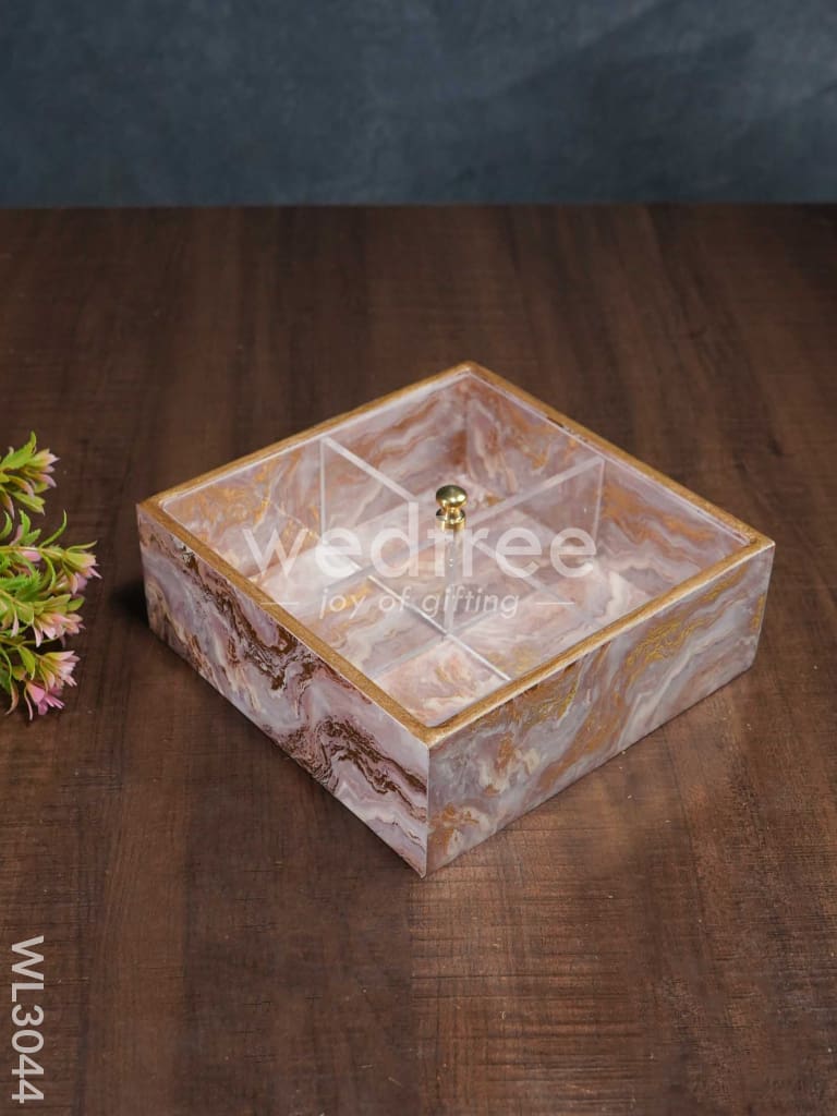 Pastel Pink Dry Fruit Box with Transparent Lid - WL3044